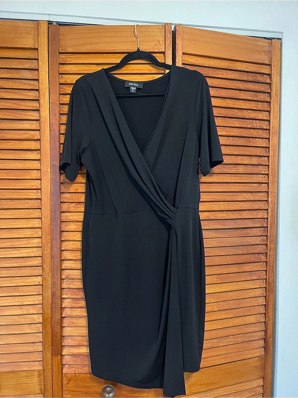 Karen Kane Wrap Front Midi Dress in Black Size XL Like New